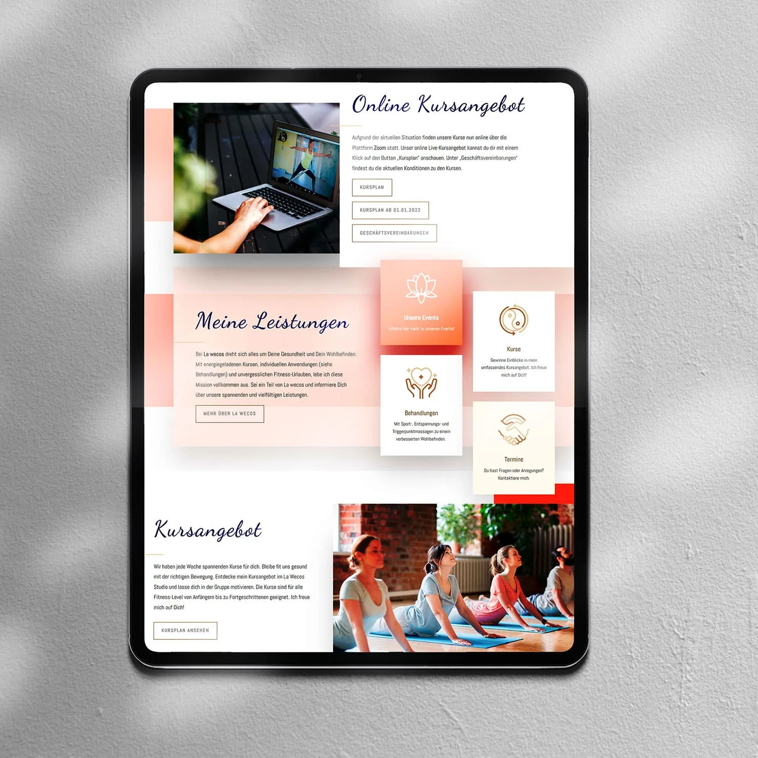 Mobile Ansicht der La-Wecos-Website, Webdesign-Referenz von NEXAS Media.